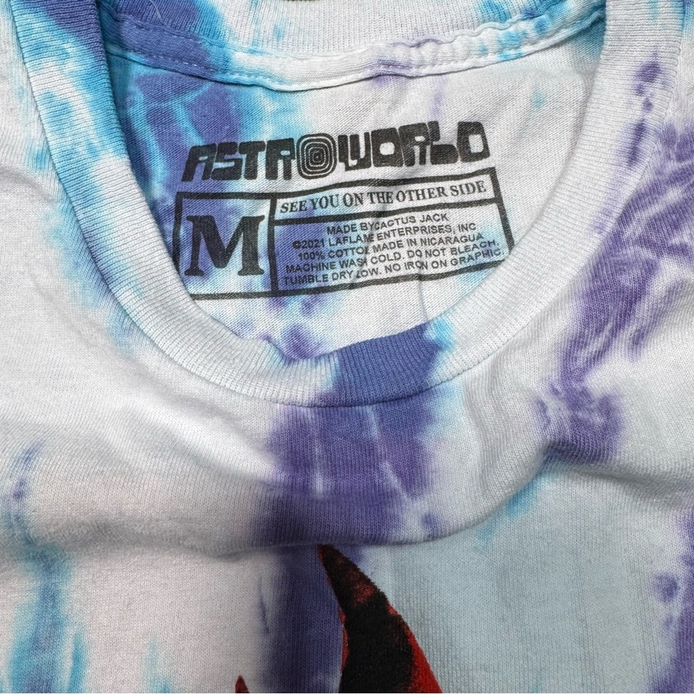 NWOT New Travis Scott Cactus Jack Medium M Men Astroworld Tie-Dye Tee Shirt - Picture 3 of 3
